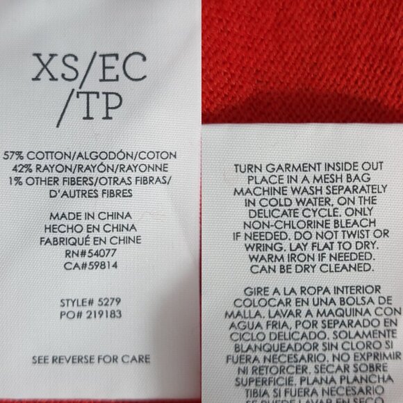 NWT CABI #5279 Sweater XS Cartwheel Pullover True Red Oversized Boxy Cotton Knit - Picture 12 of 12